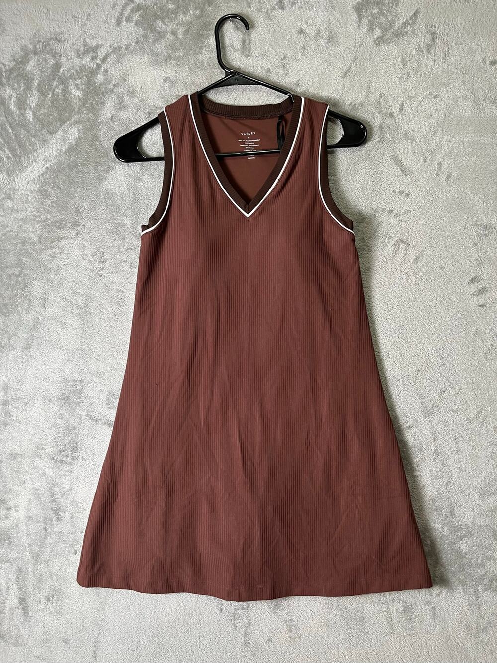 Varley Kalani V-Neck Dress 31 Athletic Tennis Activewear Mini Dress Brown M New